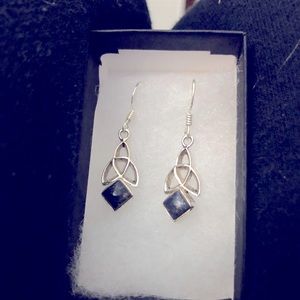 Lapis Lazuli dangles silver + med blue polished